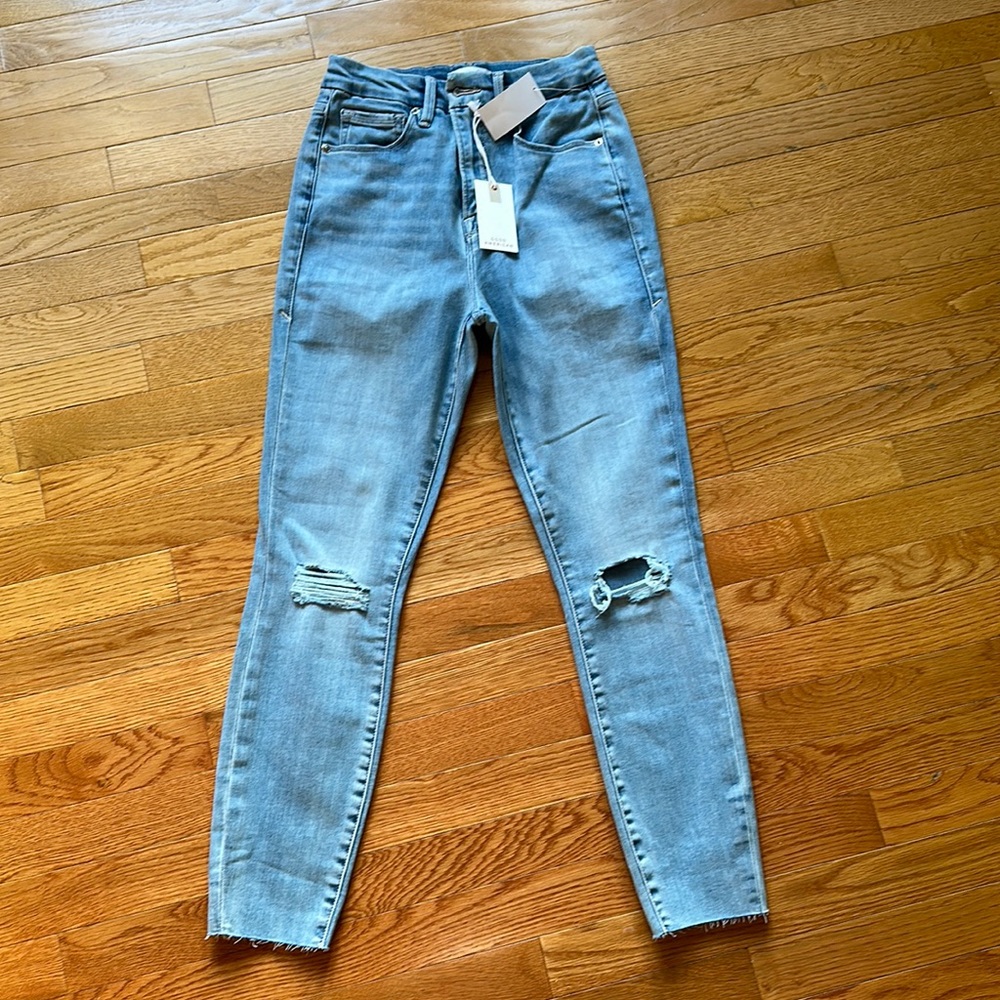 Good American good waist skinny high rise jean, with flat tummy tech. Size 6/28